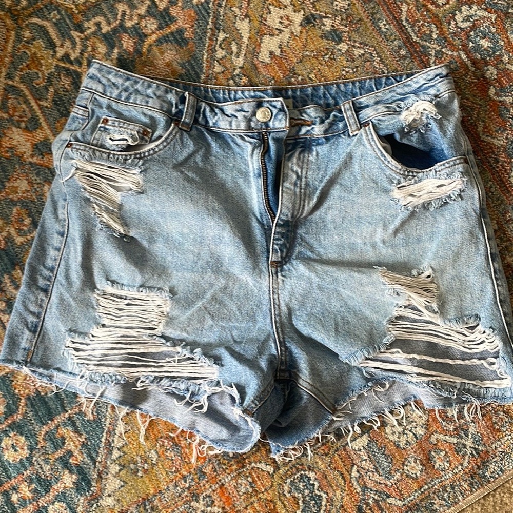 Topshop Moto Distressed Shorts
